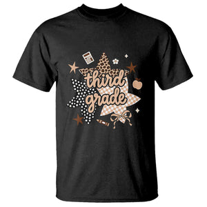 Third Grade Leopard Checkered Star Coquette T Shirt Cute 3rd Grade Girl Back to School Gift