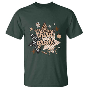 Third Grade Leopard Checkered Star Coquette T Shirt Cute 3rd Grade Girl Back to School Gift