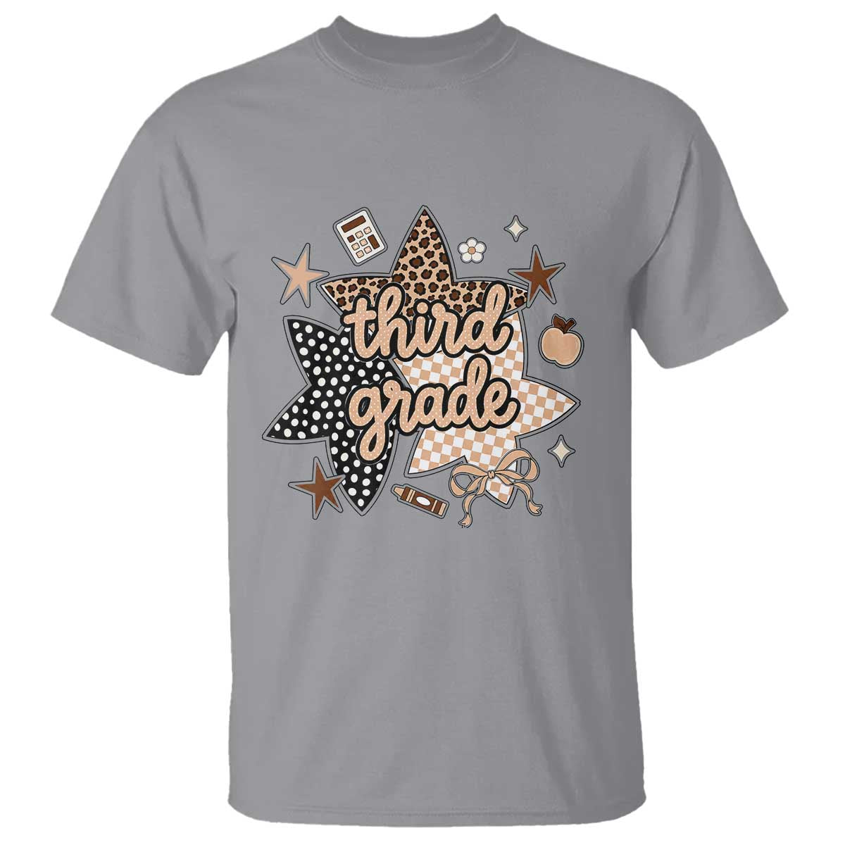 Third Grade Leopard Checkered Star Coquette T Shirt Cute 3rd Grade Girl Back to School Gift
