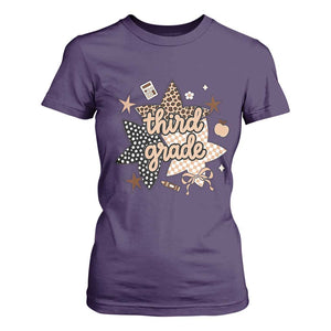 Third Grade Leopard Checkered Star Coquette T Shirt For Women Cute 3rd Grade Girl Back to School Gift