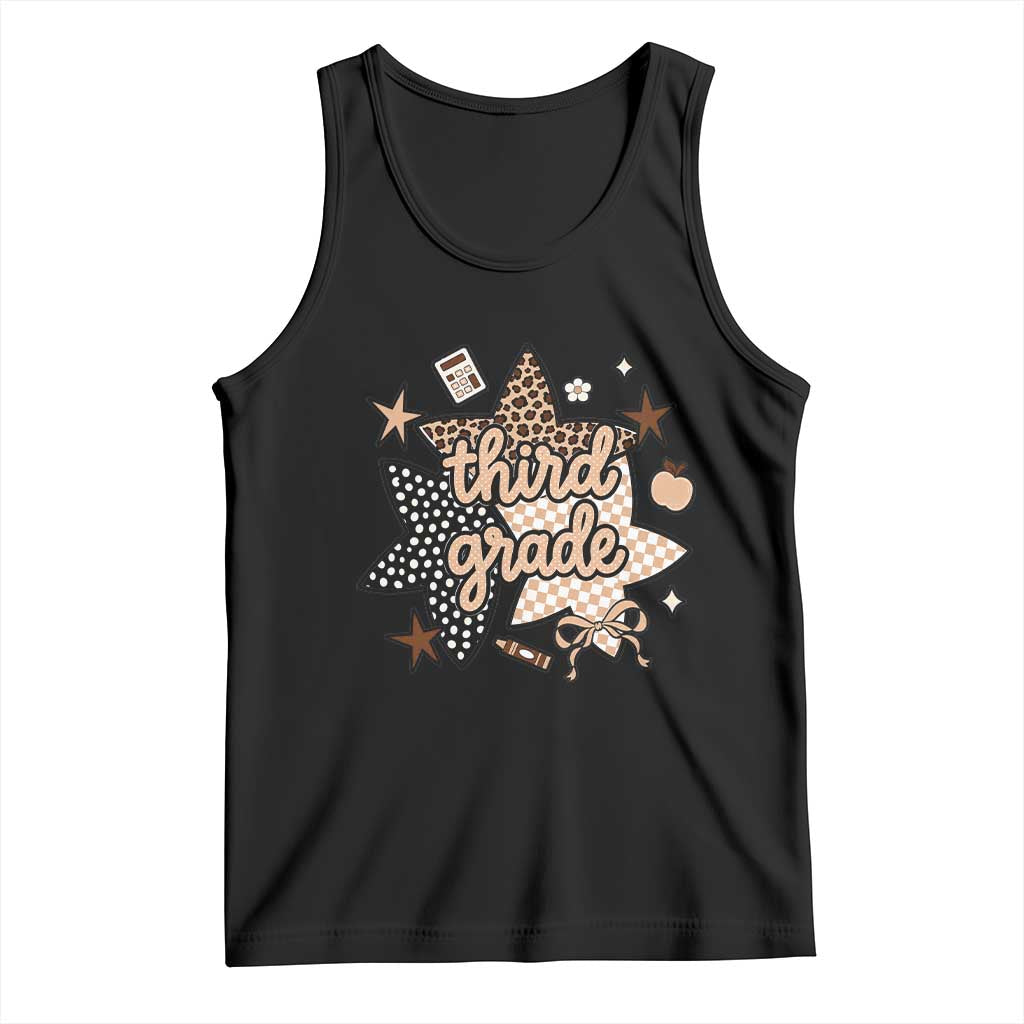 Third Grade Leopard Checkered Star Coquette Tank Top Cute 3rd Grade Girl Back to School Gift TS02 Black Print Your Wear