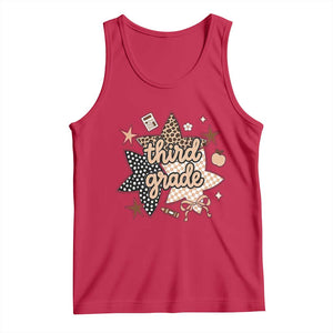 Third Grade Leopard Checkered Star Coquette Tank Top Cute 3rd Grade Girl Back to School Gift