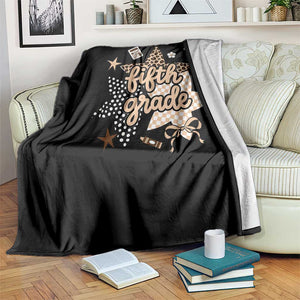 Fifth Grade Leopard Checkered Star Coquette Throw Blanket Cute 5th Grade Girl Back to School Gift