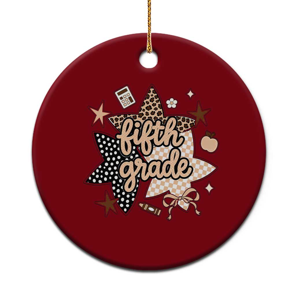 Fifth Grade Leopard Checkered Star Coquette Ceramic Ornament Cute 5th Grade Girl Back to School Gift TS02 1pc Red Print Your Wear