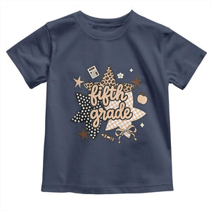 Fifth Grade Leopard Checkered Star Coquette Toddler T Shirt Cute 5th Grade Girl Back to School Gift