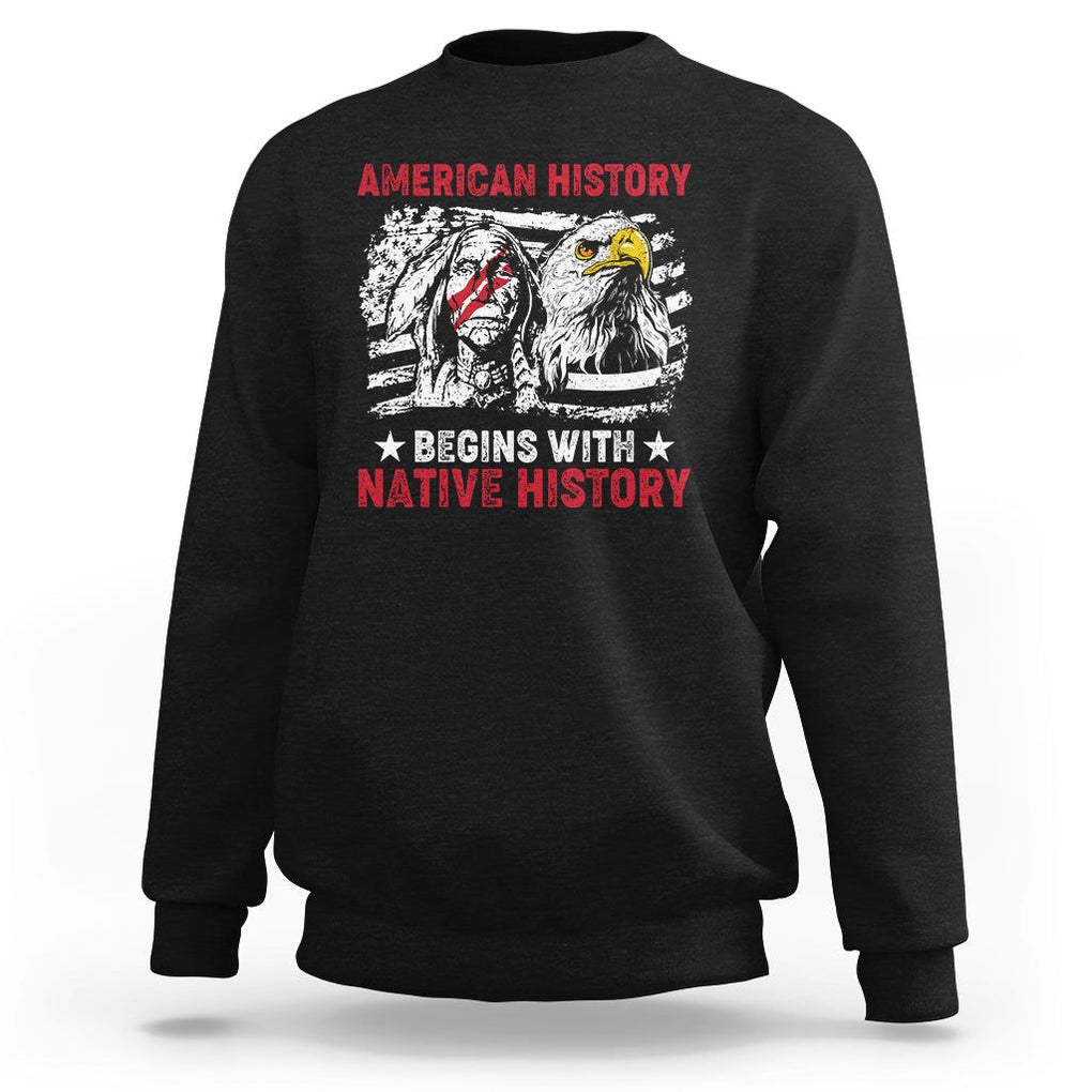 Native American Sweatshirt American History Native History US Flag TS02 Black Printyourwear
