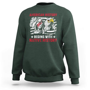 Native American Sweatshirt American History Native History US Flag TS02 Dark Forest Green Printyourwear