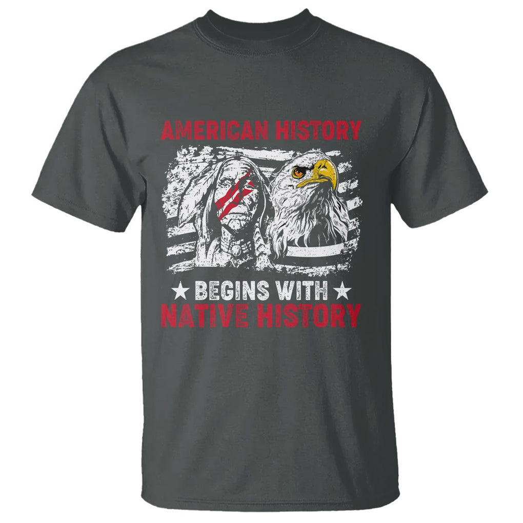 Native American T Shirt American History Native History US Flag TS02 Dark Heather Printyourwear
