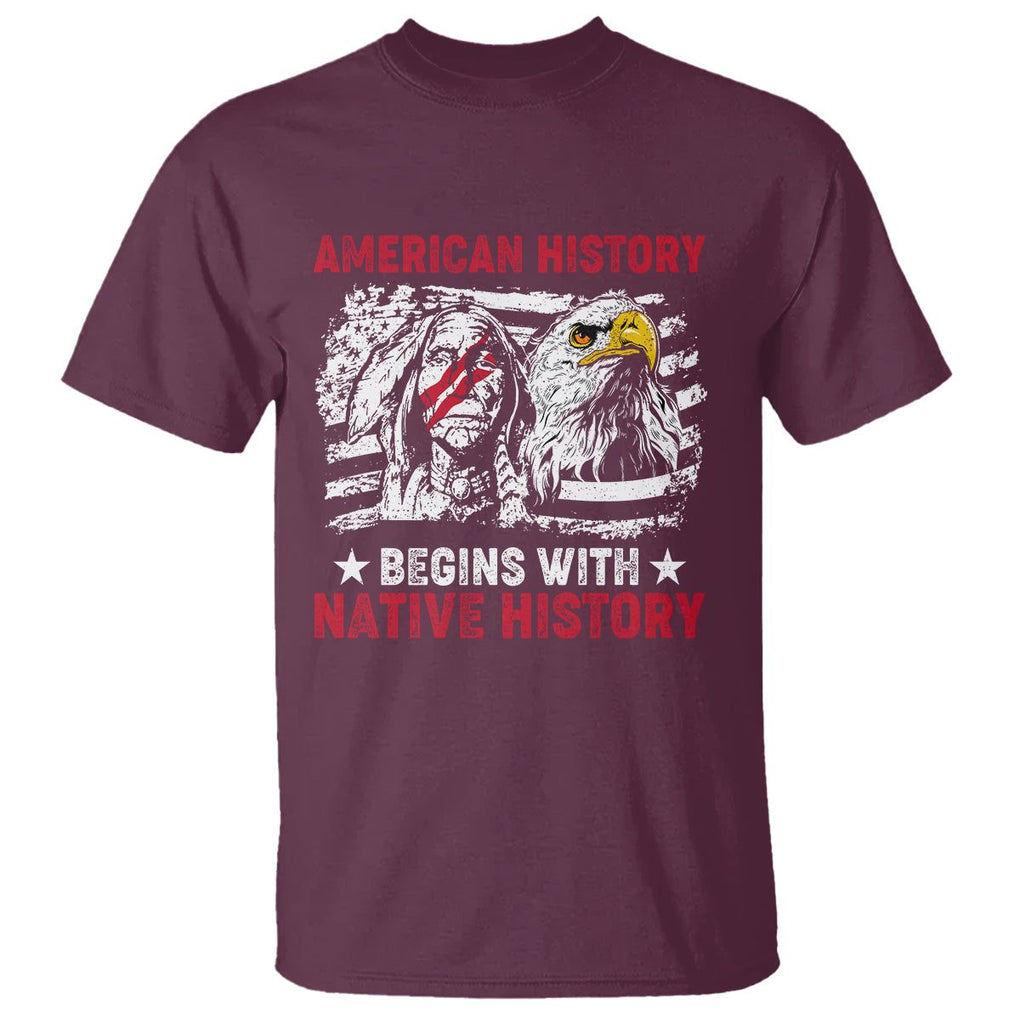 Native American T Shirt American History Native History US Flag TS02 Maroon Printyourwear