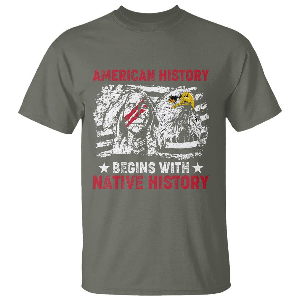 Native American T Shirt American History Native History US Flag TS02 Military Green Printyourwear