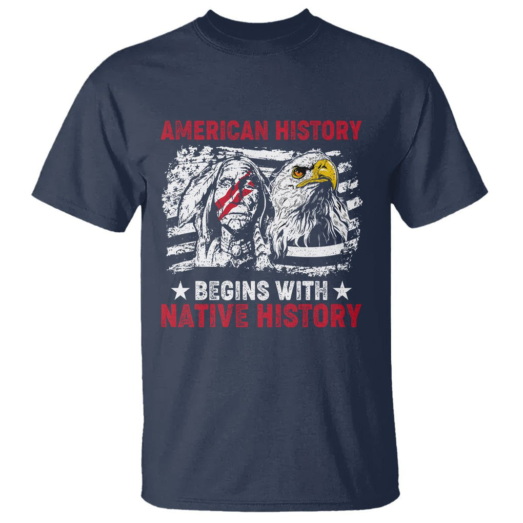 Native American T Shirt American History Native History US Flag TS02 Navy Printyourwear