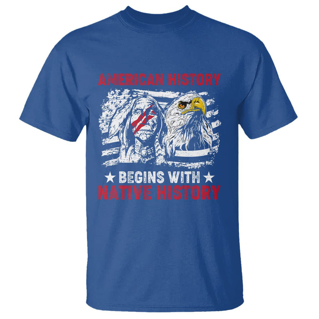 Native American T Shirt American History Native History US Flag TS02 Royal Blue Printyourwear