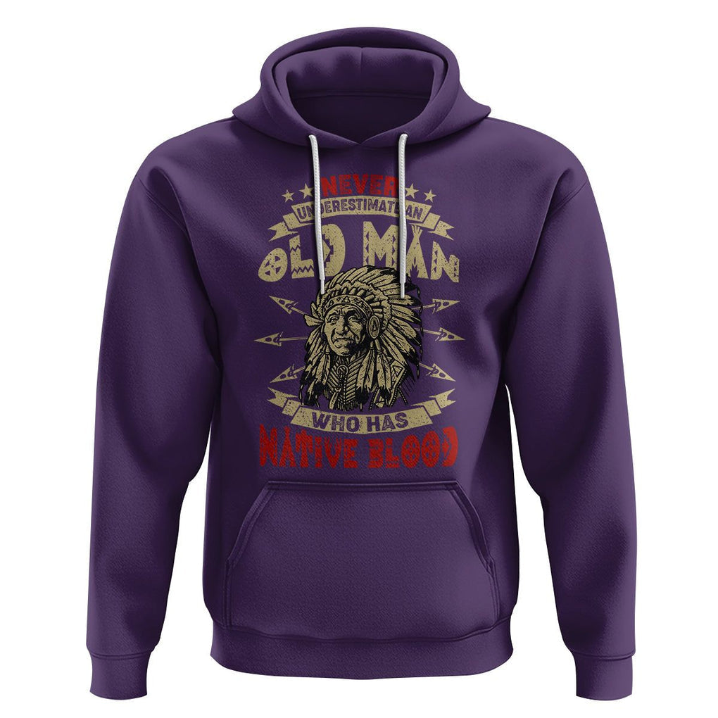 Native American Hoodie Never Underestimate An Old Man Who Has Native Blood TS02 Purple Printyourwear