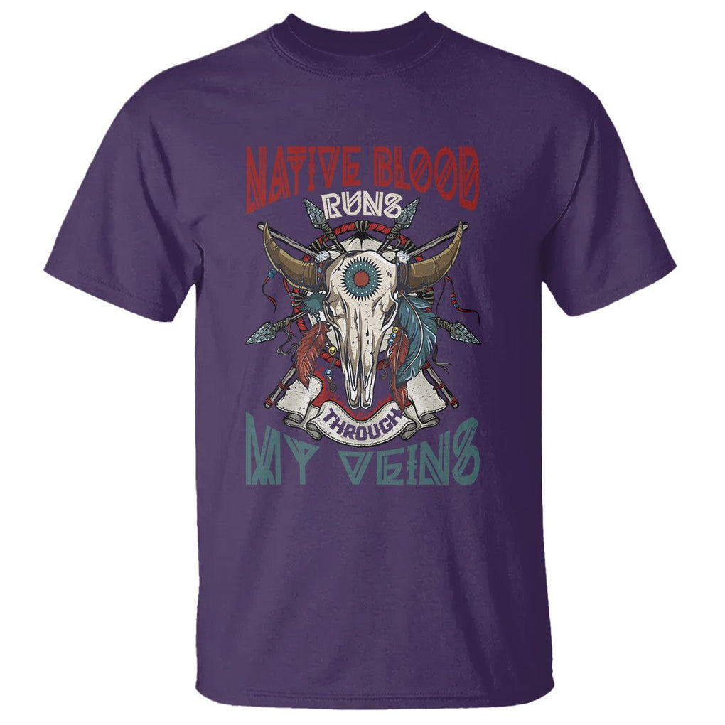 Native American T Shirt Native Blood Runs Through My Veins Proud TS02 Purple Printyourwear