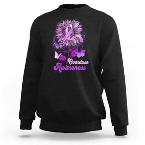 Overdose Awareness Sweatshirt Sunflower Purple Overdose Prevention TS02 Black Printyourwear