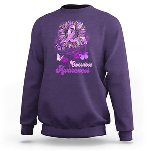 Overdose Awareness Sweatshirt Sunflower Purple Overdose Prevention TS02 Purple Printyourwear
