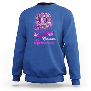 Overdose Awareness Sweatshirt Sunflower Purple Overdose Prevention TS02 Royal Blue Printyourwear