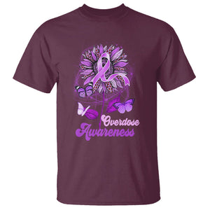 Overdose Awareness T Shirt Sunflower Purple Overdose Prevention TS02 Maroon Printyourwear