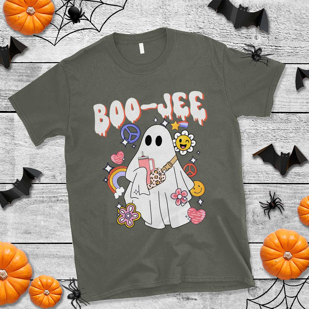 Ghost Halloween Costume T Shirt Spooky Season Hippie Boujee Boo-Jee TS02 Military Green Print Your Wear