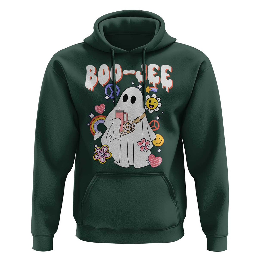 Ghost Halloween Costume Hoodie Spooky Season Hippie Boujee Boo-Jee TS02 Dark Forest Green Print Your Wear