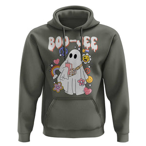 Ghost Halloween Costume Hoodie Spooky Season Hippie Boujee Boo-Jee TS02 Military Green Print Your Wear