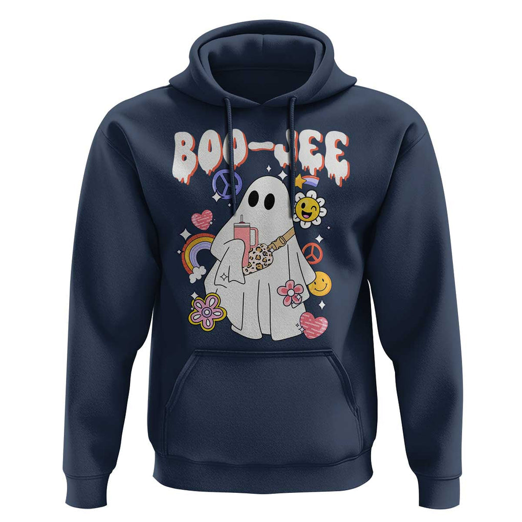 Ghost Halloween Costume Hoodie Spooky Season Hippie Boujee Boo-Jee TS02 Navy Print Your Wear