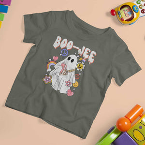 Ghost Halloween Costume T Shirt For Kid Spooky Season Hippie Boujee Boo-Jee TS02 Military Green Print Your Wear
