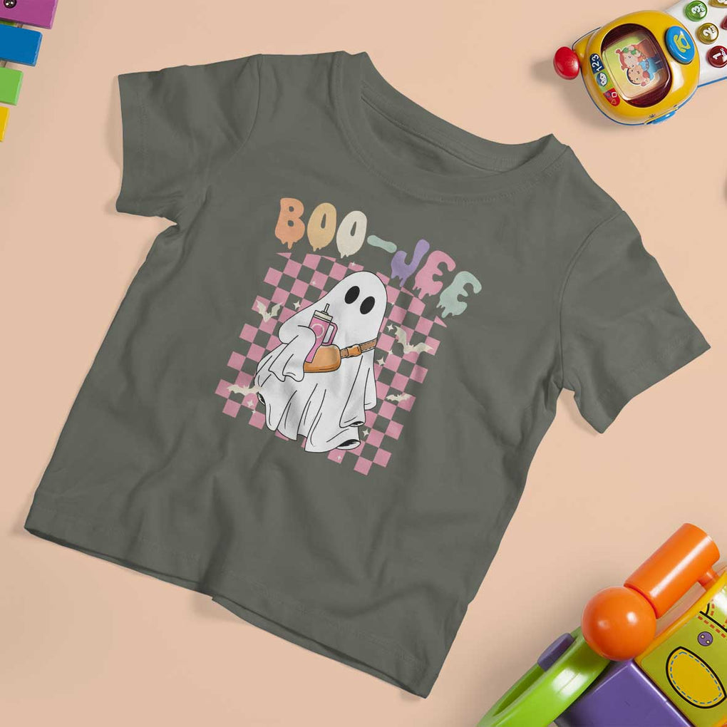 Ghost Halloween Costume T Shirt For Kid Spooky Season Cute Boujee Boo-Jee TS02 Military Green Print Your Wear