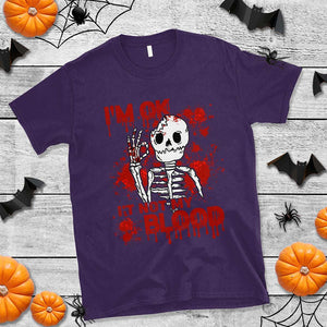 Funny Skeleton T Shirt I'm Ok It's Not My Blood Halloween Joke TS02 Purple Print Your Wear
