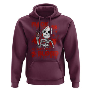 Funny Skeleton Hoodie I'm Ok It's Not My Blood Halloween Joke TS02 Maroon Print Your Wear