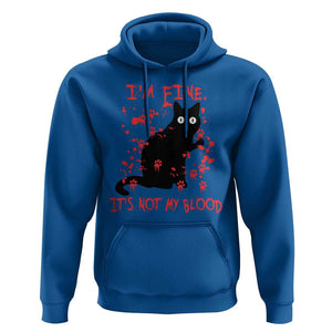 Funny Black Cat Hoodie It's Fine I'm Fine It's Not My Blood Halloween Joke TS02 Royal Blue Print Your Wear