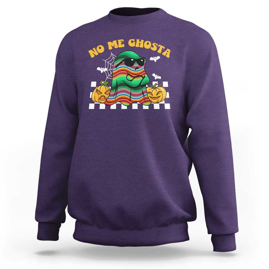 Mexican Ghost Sweatshirt No Me Ghosta Funny Halloween Ghost Retro Boo Sheet TS02 Purple Print Your Wear
