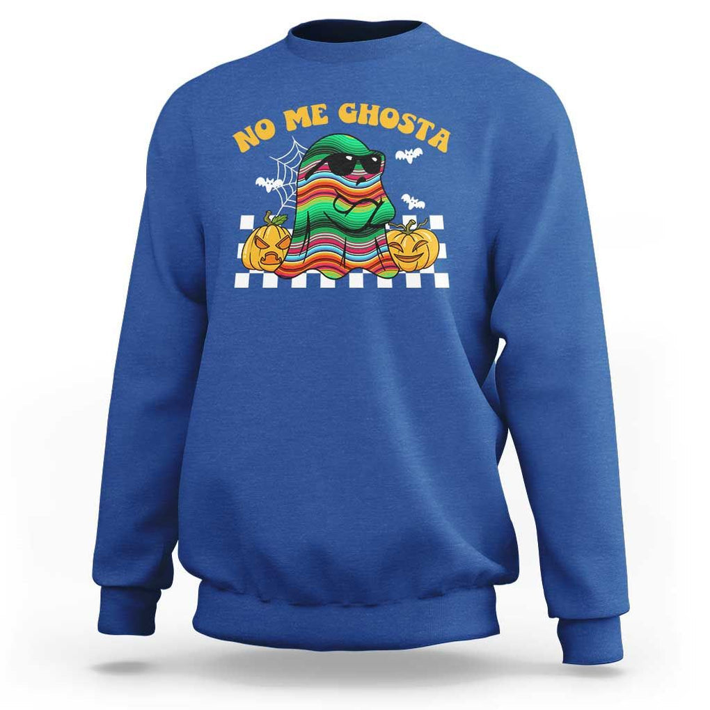 Mexican Ghost Sweatshirt No Me Ghosta Funny Halloween Ghost Retro Boo Sheet TS02 Royal Blue Print Your Wear