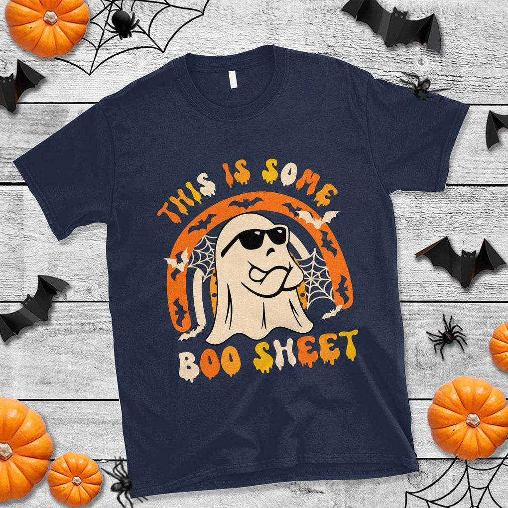 Ghost Halloween Costume T Shirt Funny This is Some Boo Sheet TS02 Navy Print Your Wear