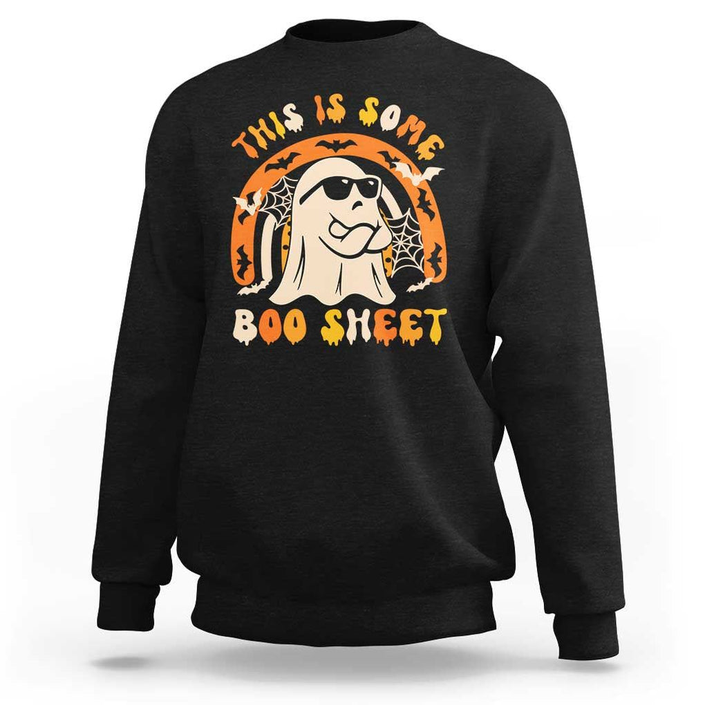 Ghost Halloween Costume Sweatshirt Funny This is Some Boo Sheet TS02 Black Print Your Wear