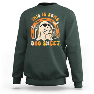 Ghost Halloween Costume Sweatshirt Funny This is Some Boo Sheet TS02 Dark Forest Green Print Your Wear