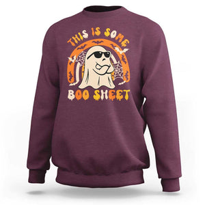Ghost Halloween Costume Sweatshirt Funny This is Some Boo Sheet TS02 Maroon Print Your Wear