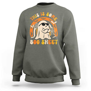 Ghost Halloween Costume Sweatshirt Funny This is Some Boo Sheet TS02 Military Green Print Your Wear
