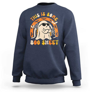 Ghost Halloween Costume Sweatshirt Funny This is Some Boo Sheet TS02 Navy Print Your Wear