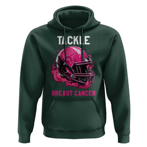 Tackle Breast Cancer Hoodie Pink Ribbon Awareness American Football Helmet TS02 Dark Forest Green Print Your Wear