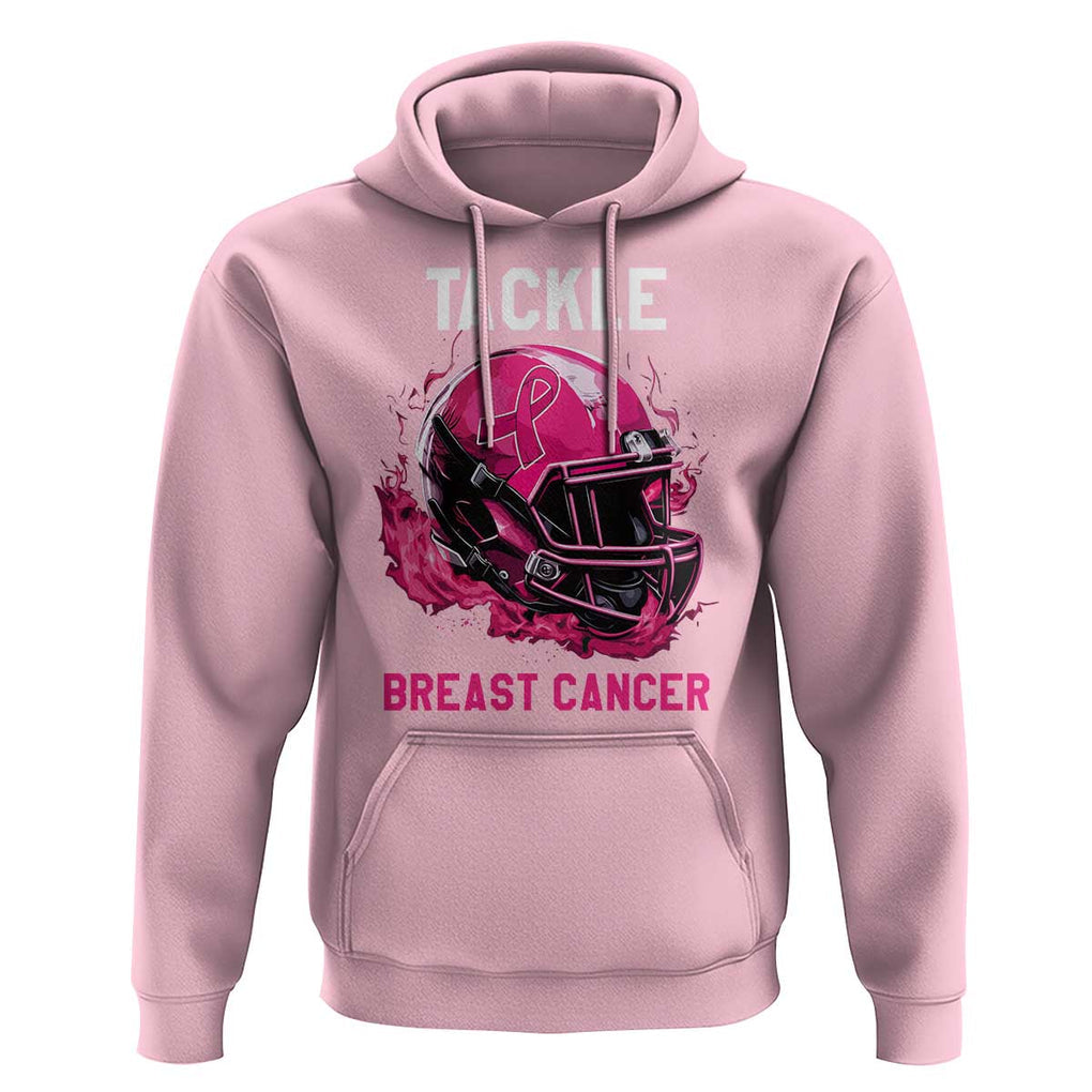 Tackle Breast Cancer Hoodie Pink Ribbon Awareness American Football Helmet TS02 Light Pink Print Your Wear