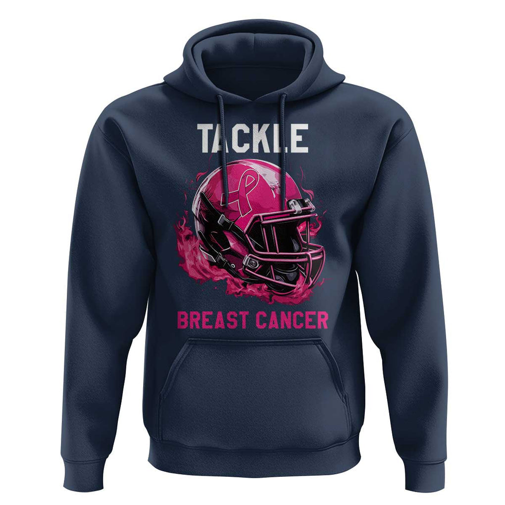 Tackle Breast Cancer Hoodie Pink Ribbon Awareness American Football Helmet TS02 Navy Print Your Wear