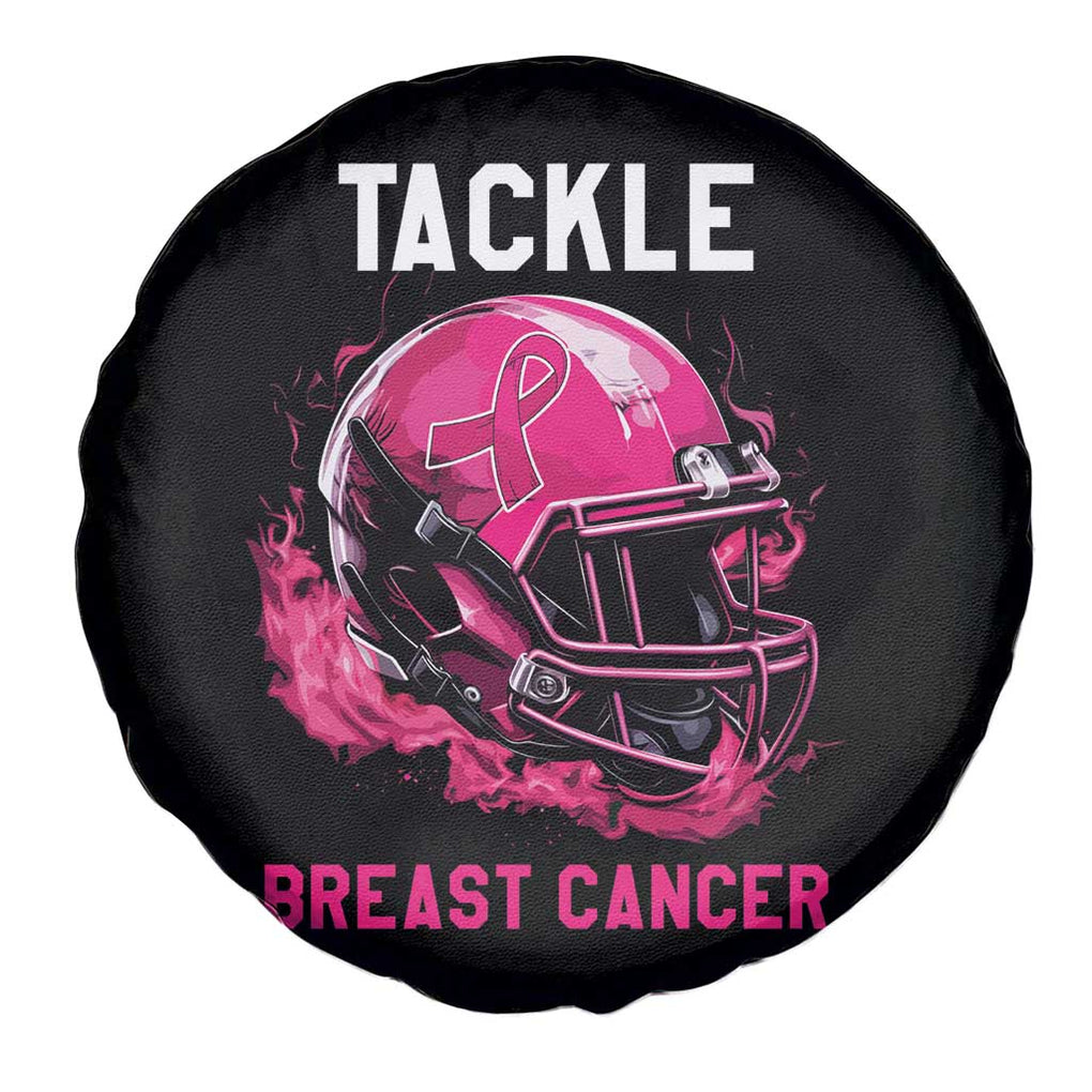 Tackle Breast Cancer Spare Tire Cover Pink Ribbon Football Lover TS02 Print Your Wear