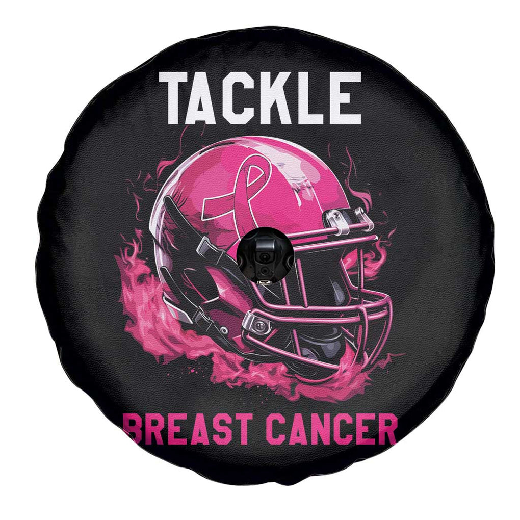 Tackle Breast Cancer Spare Tire Cover Pink Ribbon Football Lover TS02 Print Your Wear