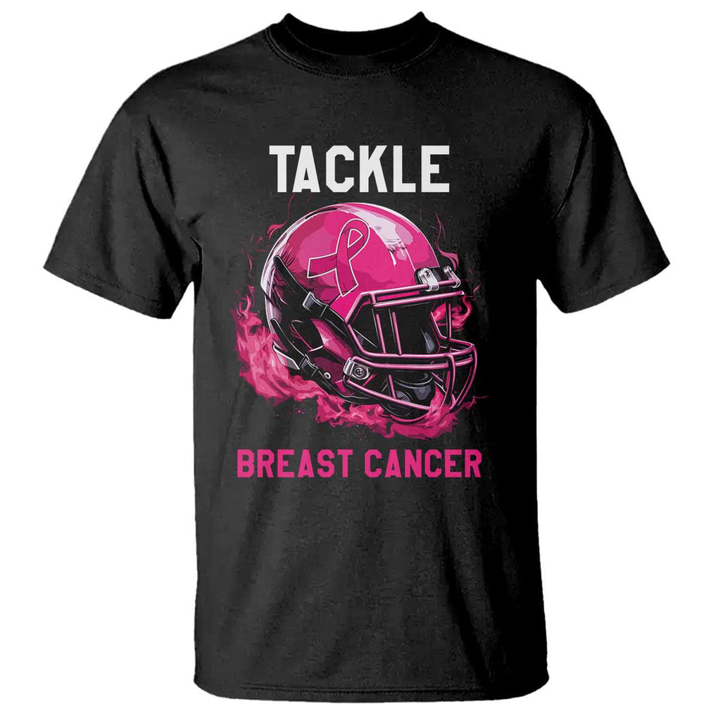 Tackle Breast Cancer T Shirt Pink Ribbon Awareness American Football Helmet TS02 Black Print Your Wear