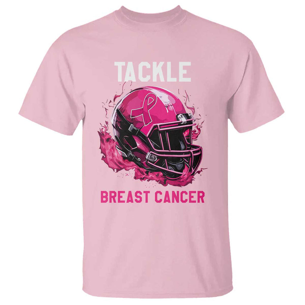 Tackle Breast Cancer T Shirt Pink Ribbon Awareness American Football Helmet TS02 Light Pink Print Your Wear