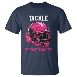 Tackle Breast Cancer T Shirt Pink Ribbon Awareness American Football Helmet TS02 Navy Print Your Wear