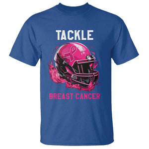 Tackle Breast Cancer T Shirt Pink Ribbon Awareness American Football Helmet TS02 Royal Blue Print Your Wear