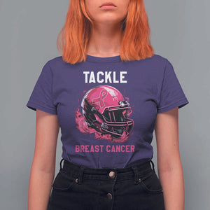 Tackle Breast Cancer T Shirt For Women Pink Ribbon Awareness American Football Helmet TS02 Purple Print Your Wear