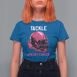 Tackle Breast Cancer T Shirt For Women Pink Ribbon Awareness American Football Helmet TS02 Royal Blue Print Your Wear